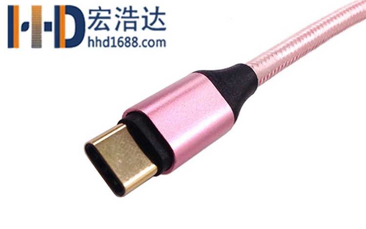 宏浩達數據線廠家鍍金樂視數據線，鋁合金編織華為閃充USB type-c快充數據線工廠專業定制