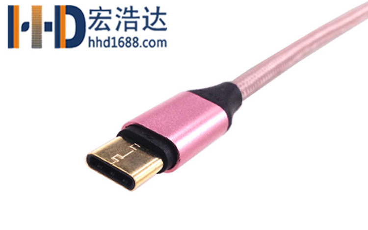 宏浩達數據線廠家鍍金樂視數據線，鋁合金編織華為閃充USB type-c快充數據線工廠專業定制
