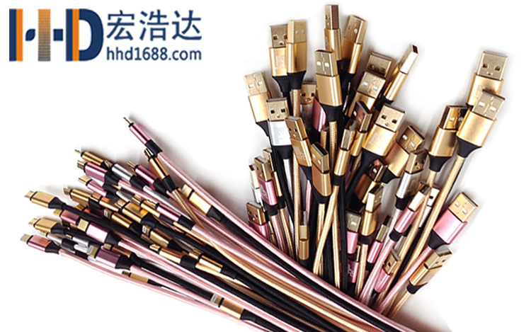 宏浩達數據線廠家鍍金樂視數據線，鋁合金編織華為閃充USB type-c快充數據線工廠專業定制